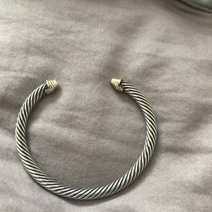 David Yurman Cable Bracelet with Gold Caps